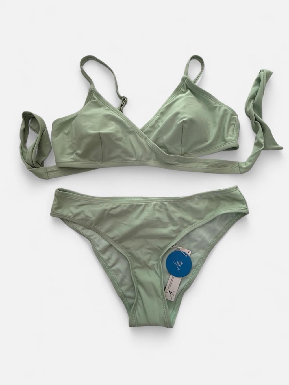 Cupshe Sage Green Wrap Bikini Set